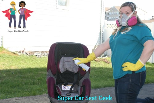 You guessed it. NO!!! These are highly flammable and corrosive. You don't want it anywhere near your car seat.